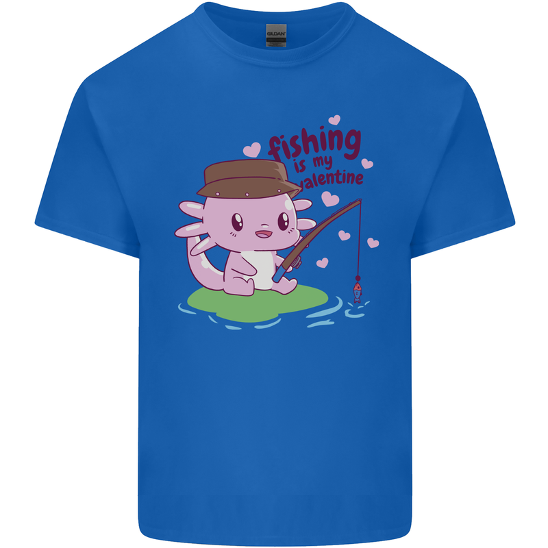 Fishing Axolotl Anti Valentines Day Fisherman Kids T-Shirt Childrens Royal Blue
