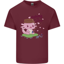 Fishing Axolotl Anti Valentines Day Fisherman Mens Cotton T-Shirt Tee Top Maroon