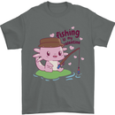 Fishing Axolotl Anti Valentines Day Fisherman Mens T-Shirt 100% Cotton Charcoal