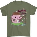 Fishing Axolotl Anti Valentines Day Fisherman Mens T-Shirt 100% Cotton Military Green
