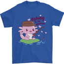 Fishing Axolotl Anti Valentines Day Fisherman Mens T-Shirt 100% Cotton Royal Blue