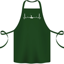 Fishing Boat Pulse ECG Fisherman Heart Beat Cotton Apron 100% Organic Forest Green