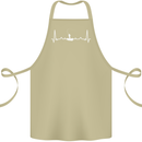 Fishing Boat Pulse ECG Fisherman Heart Beat Cotton Apron 100% Organic Khaki