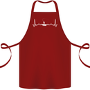 Fishing Boat Pulse ECG Fisherman Heart Beat Cotton Apron 100% Organic Maroon