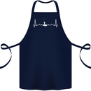Fishing Boat Pulse ECG Fisherman Heart Beat Cotton Apron 100% Organic Navy Blue