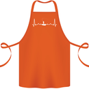 Fishing Boat Pulse ECG Fisherman Heart Beat Cotton Apron 100% Organic Orange