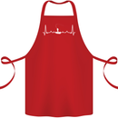 Fishing Boat Pulse ECG Fisherman Heart Beat Cotton Apron 100% Organic Red