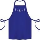Fishing Boat Pulse ECG Fisherman Heart Beat Cotton Apron 100% Organic Royal Blue