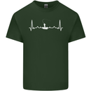 Fishing Boat Pulse ECG Fisherman Heart Beat Mens Cotton T-Shirt Tee Top Forest Green