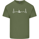Fishing Boat Pulse ECG Fisherman Heart Beat Mens Cotton T-Shirt Tee Top Military Green