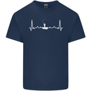 Fishing Boat Pulse ECG Fisherman Heart Beat Mens Cotton T-Shirt Tee Top Navy Blue