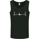 Fishing Boat Pulse ECG Fisherman Heart Beat Mens Vest Tank Top Black