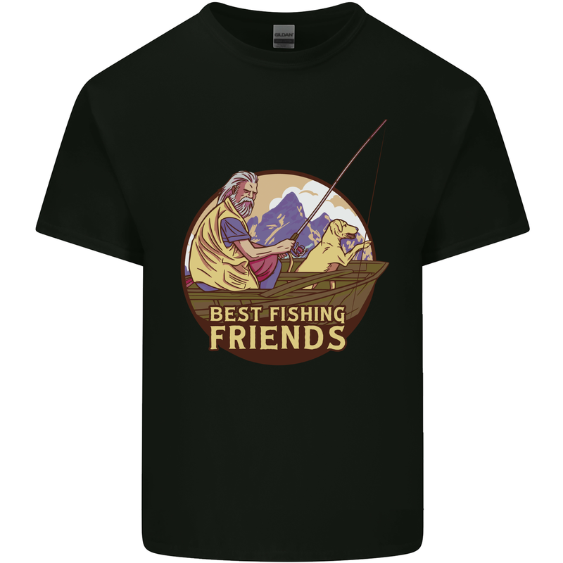 Fishing Dog Fisherman's Best Friend Kids T-Shirt Childrens Black