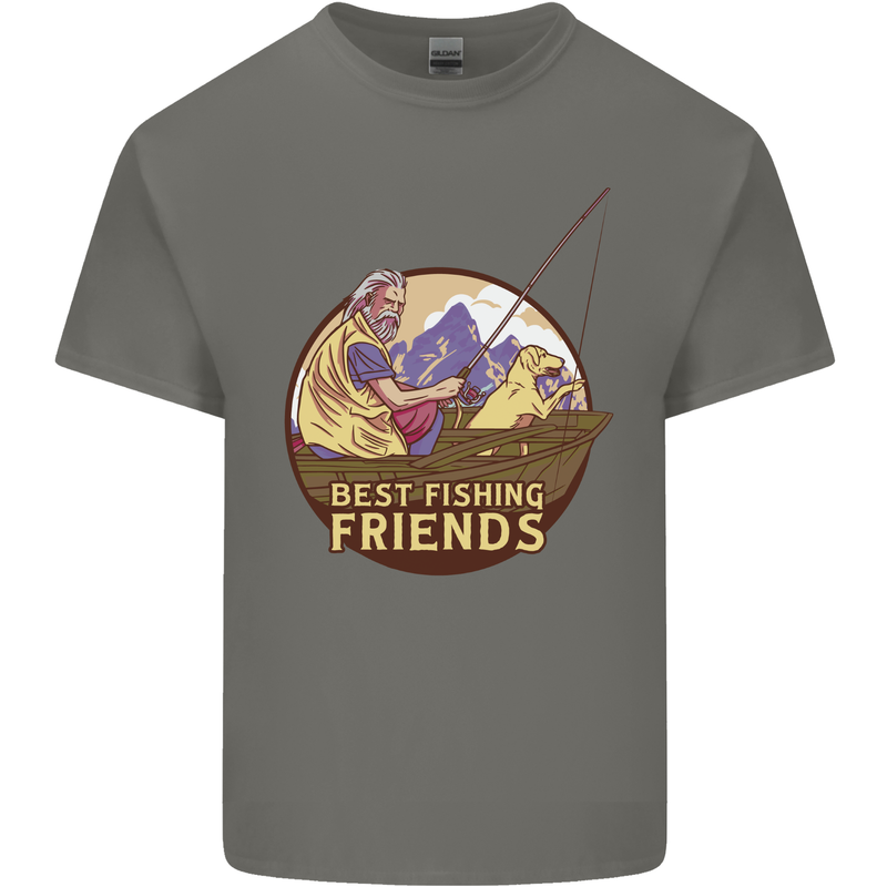 Fishing Dog Fisherman's Best Friend Kids T-Shirt Childrens Charcoal