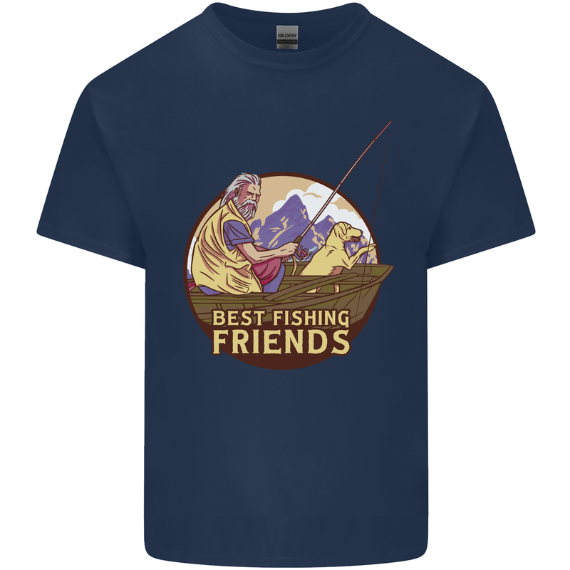 Fishing Dog Fisherman's Best Friend Kids T-Shirt Childrens Navy Blue