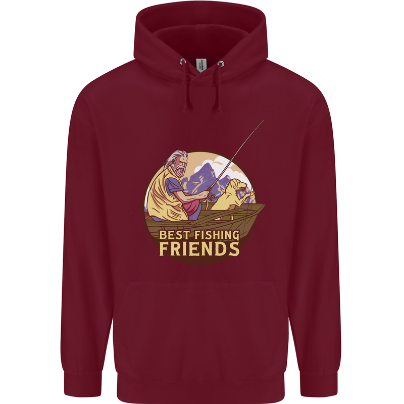 Fishing Dog Fisherman's Best Friend Mens 80% Cotton Hoodie Maroon