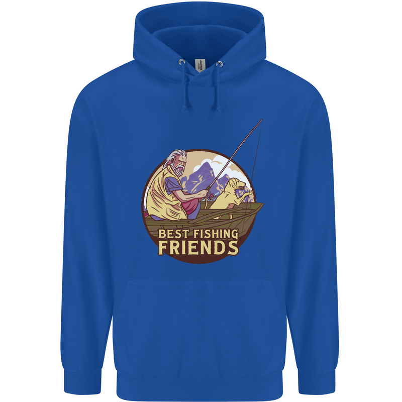 Fishing Dog Fisherman's Best Friend Mens 80% Cotton Hoodie Royal Blue