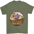 Fishing Dog Fisherman's Best Friend Mens T-Shirt 100% Cotton Military Green