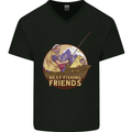 Fishing Dog Fisherman's Best Friend Mens V-Neck Cotton T-Shirt Black
