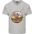 Fishing Dog Fisherman's Best Friend Mens V-Neck Cotton T-Shirt Sports Grey