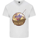 Fishing Dog Fisherman's Best Friend Mens V-Neck Cotton T-Shirt White