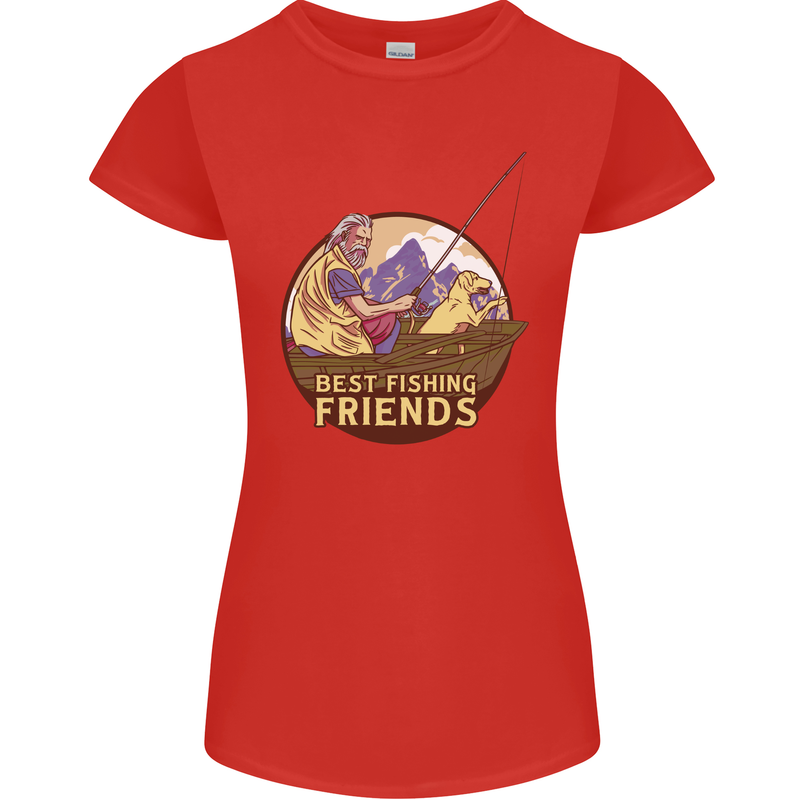 Fishing Dog Fisherman's Best Friend Womens Petite Cut T-Shirt Red