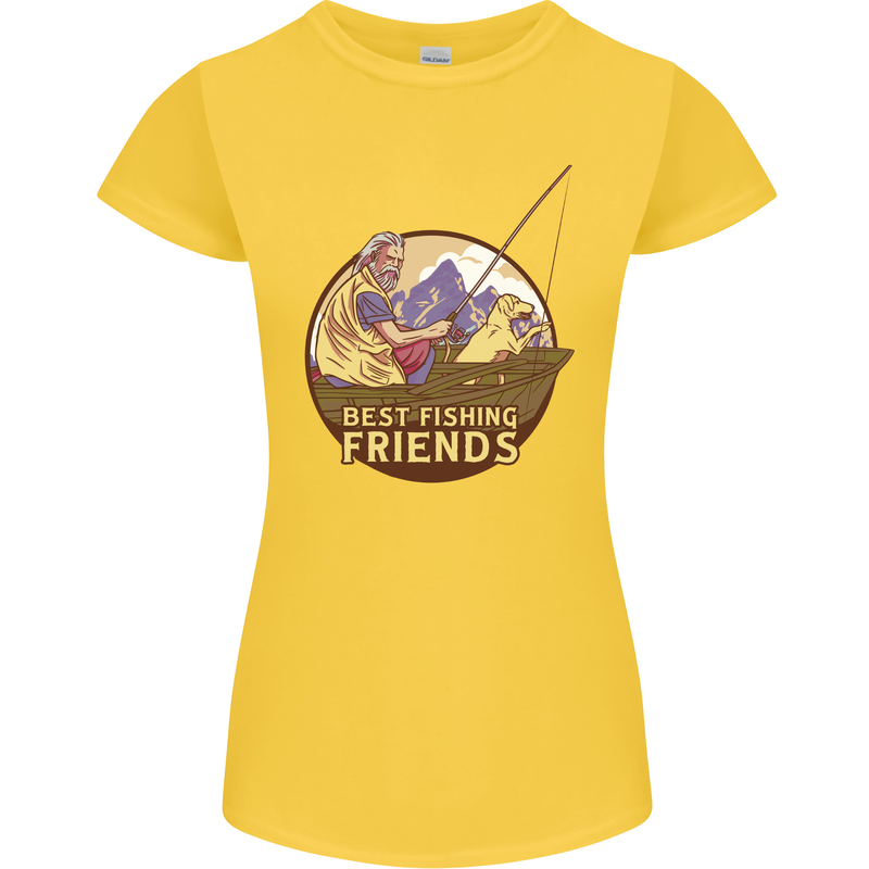 Fishing Dog Fisherman's Best Friend Womens Petite Cut T-Shirt Yellow