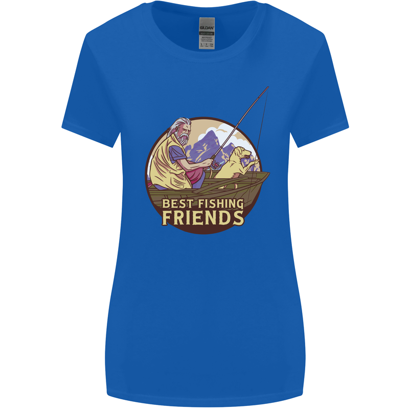 Fishing Dog Fisherman's Best Friend Womens Wider Cut T-Shirt Royal Blue