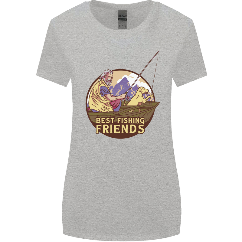 Fishing Dog Fisherman's Best Friend Womens Wider Cut T-Shirt Sports Grey