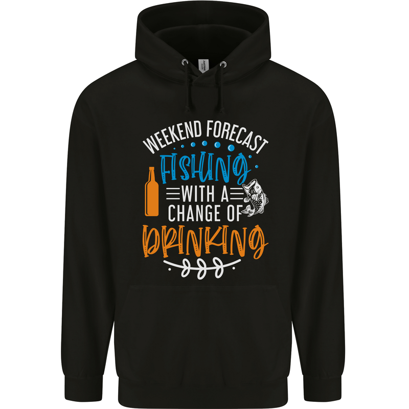 Fishing Forecast Funny Beer Fisherman 2 Mens 80% Cotton Hoodie Black