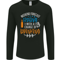 Fishing Forecast Funny Beer Fisherman 2 Mens Long Sleeve T-Shirt Black