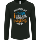 Fishing Forecast Funny Beer Fisherman 2 Mens Long Sleeve T-Shirt Black