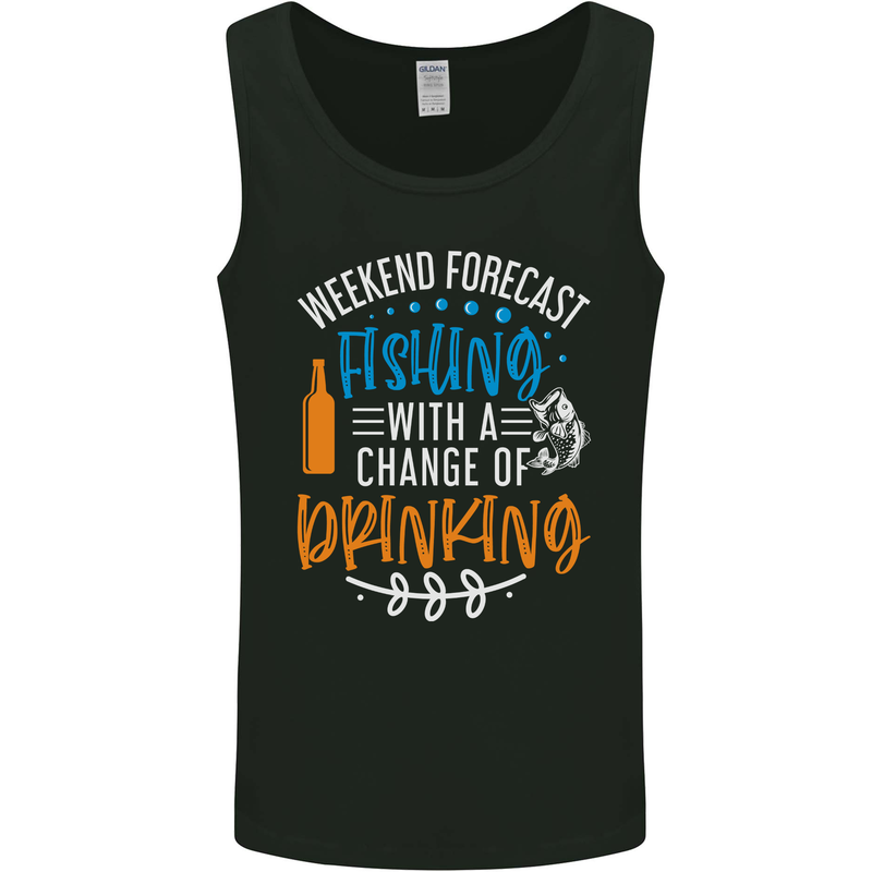 Fishing Forecast Funny Beer Fisherman 2 Mens Vest Tank Top Black