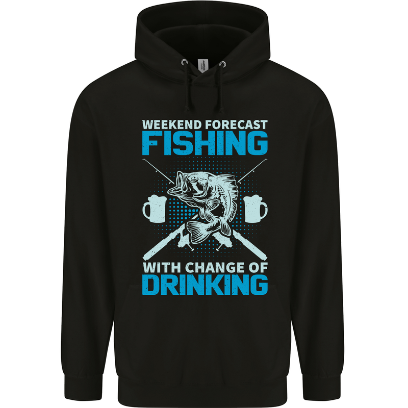 Fishing Forecast Funny Beer Fisherman Childrens Kids Hoodie Black