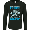 Fishing Forecast Funny Beer Fisherman Mens Long Sleeve T-Shirt Black