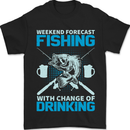Fishing Forecast Funny Beer Fisherman Mens T-Shirt 100% Cotton Black
