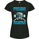 Fishing Forecast Funny Beer Fisherman Womens Petite Cut T-Shirt Black