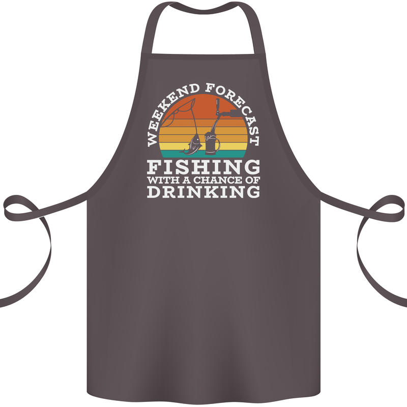 Fishing Forecast Funny Fisherman Beer Alcohol Cotton Apron 100% Organic Dark Grey