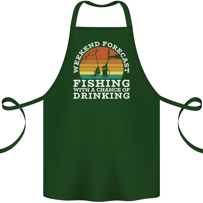 Fishing Forecast Funny Fisherman Beer Alcohol Cotton Apron 100% Organic Forest Green