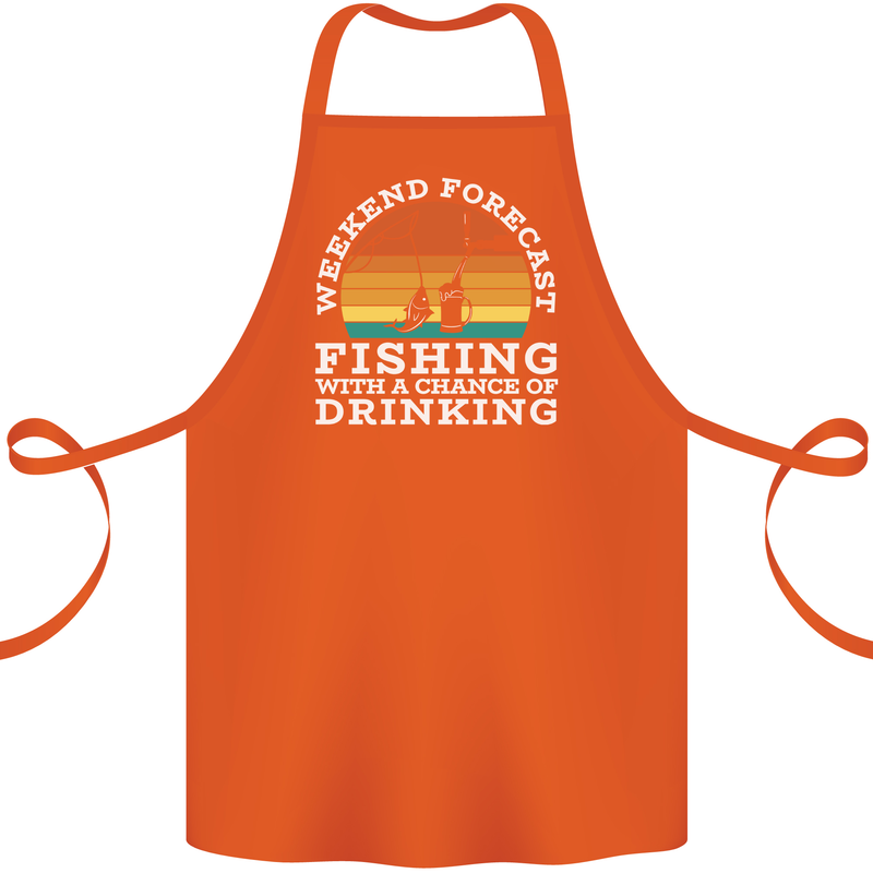 Fishing Forecast Funny Fisherman Beer Alcohol Cotton Apron 100% Organic Orange