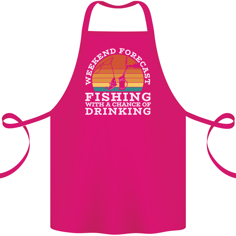 Fishing Forecast Funny Fisherman Beer Alcohol Cotton Apron 100% Organic Pink