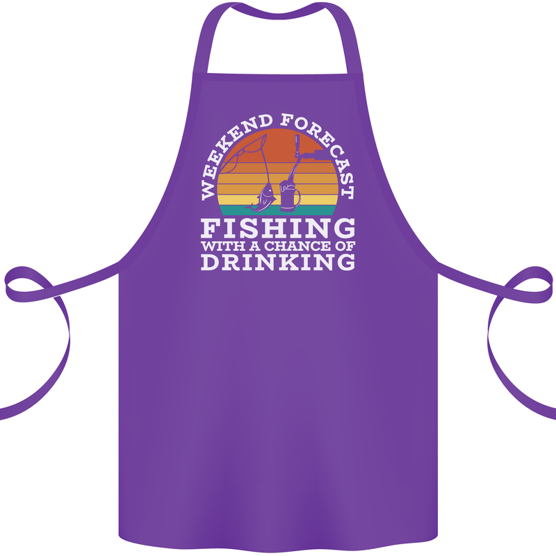 Fishing Forecast Funny Fisherman Beer Alcohol Cotton Apron 100% Organic Purple