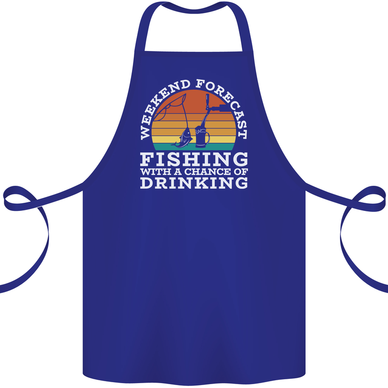 Fishing Forecast Funny Fisherman Beer Alcohol Cotton Apron 100% Organic Royal Blue