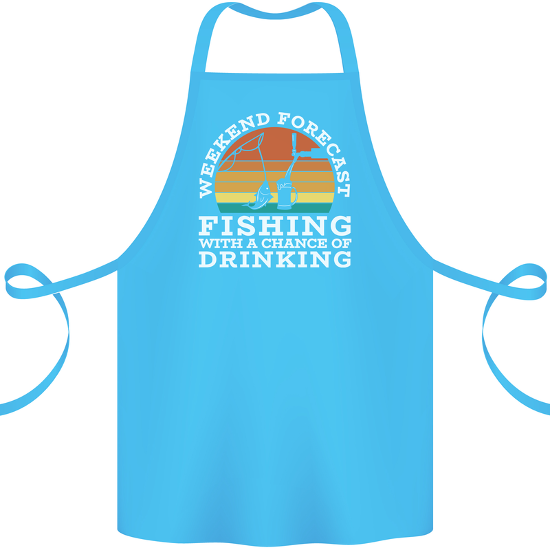 Fishing Forecast Funny Fisherman Beer Alcohol Cotton Apron 100% Organic Turquoise