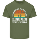 Fishing Forecast Funny Fisherman Beer Alcohol Mens Cotton T-Shirt Tee Top Military Green