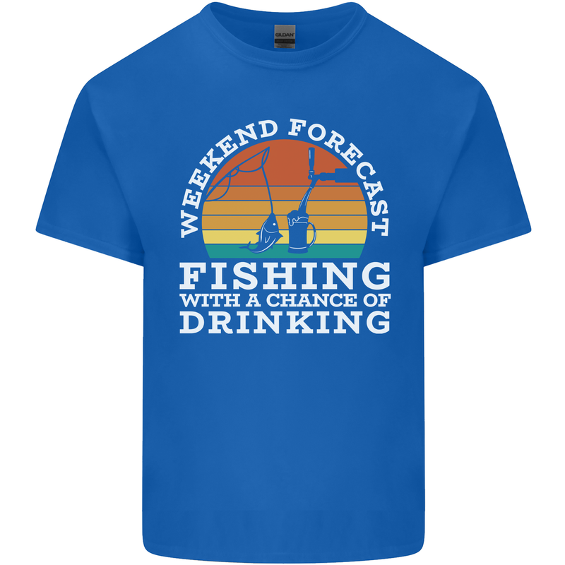 Fishing Forecast Funny Fisherman Beer Alcohol Mens Cotton T-Shirt Tee Top Royal Blue