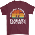 Fishing Forecast Funny Fisherman Beer Alcohol Mens T-Shirt 100% Cotton Maroon