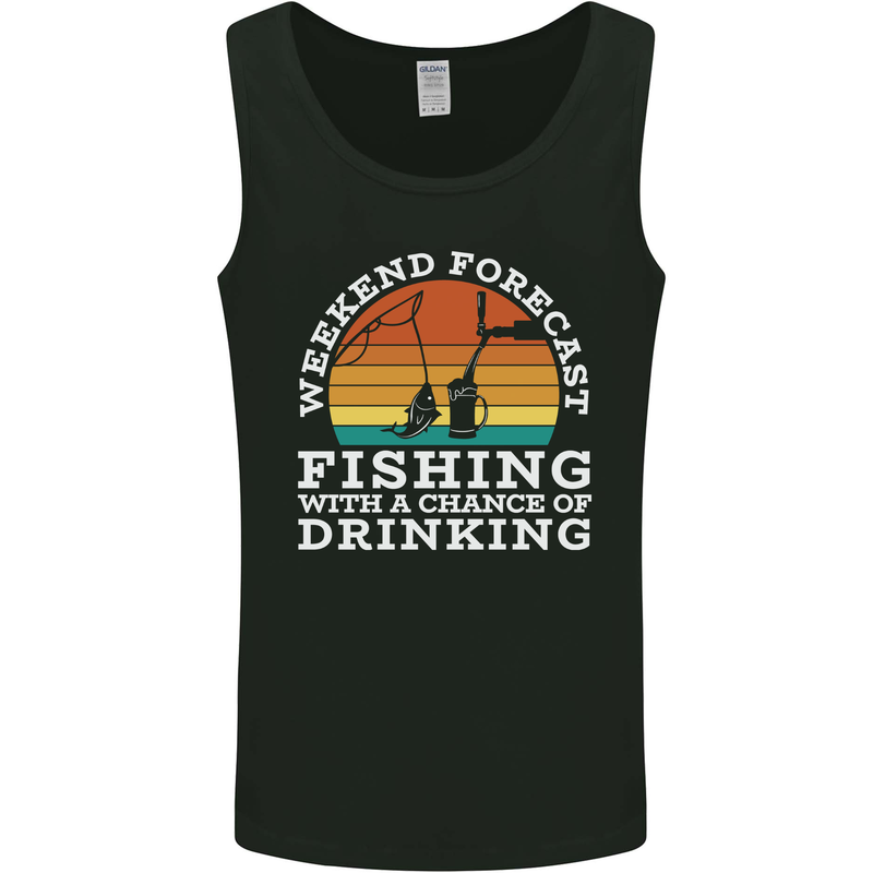 Fishing Forecast Funny Fisherman Beer Alcohol Mens Vest Tank Top Black