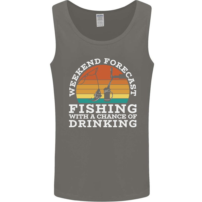 Fishing Forecast Funny Fisherman Beer Alcohol Mens Vest Tank Top Charcoal