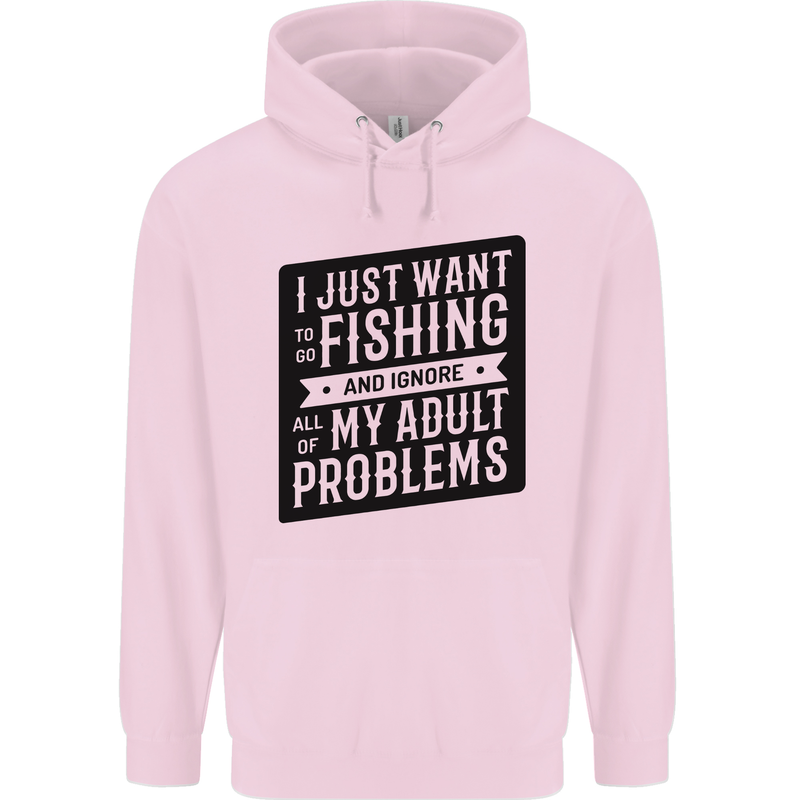 Fishing Ignore All of My Adult Problems Funny Mens 80% Cotton Hoodie Light Pink